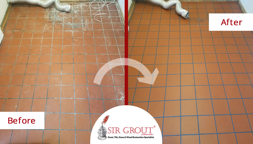 Before and After Picture of a Tile Cleaning in Armonk, New York