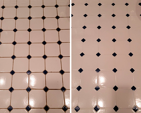 Floor Before and After a Grout Sealing in Bronxville, NY