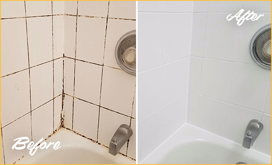 Before and After Picture of a Ossining Tub Caulked to Remove and Avoid Mold