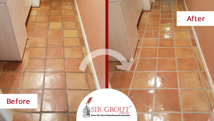 Before And After Pictures of a Grout Sealing in Rye, NY