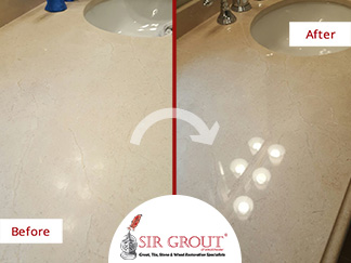 Before and After Picture of a Stone Polishing Service in Briarcliff Manor, NY