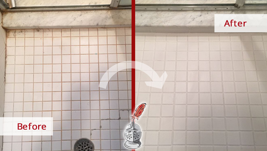 Before and After Picture of a Tile Shower Caulking in Yorktown Heights, New York