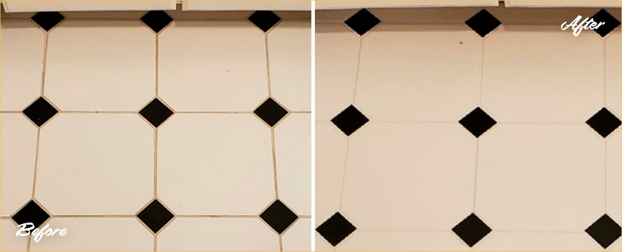 Before and after Picture of Our Tile Cleaning in Bronxville, NY