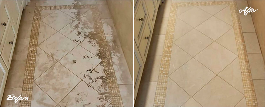 Marble Surface Before and After a Professional Stone Cleaning in White Plains