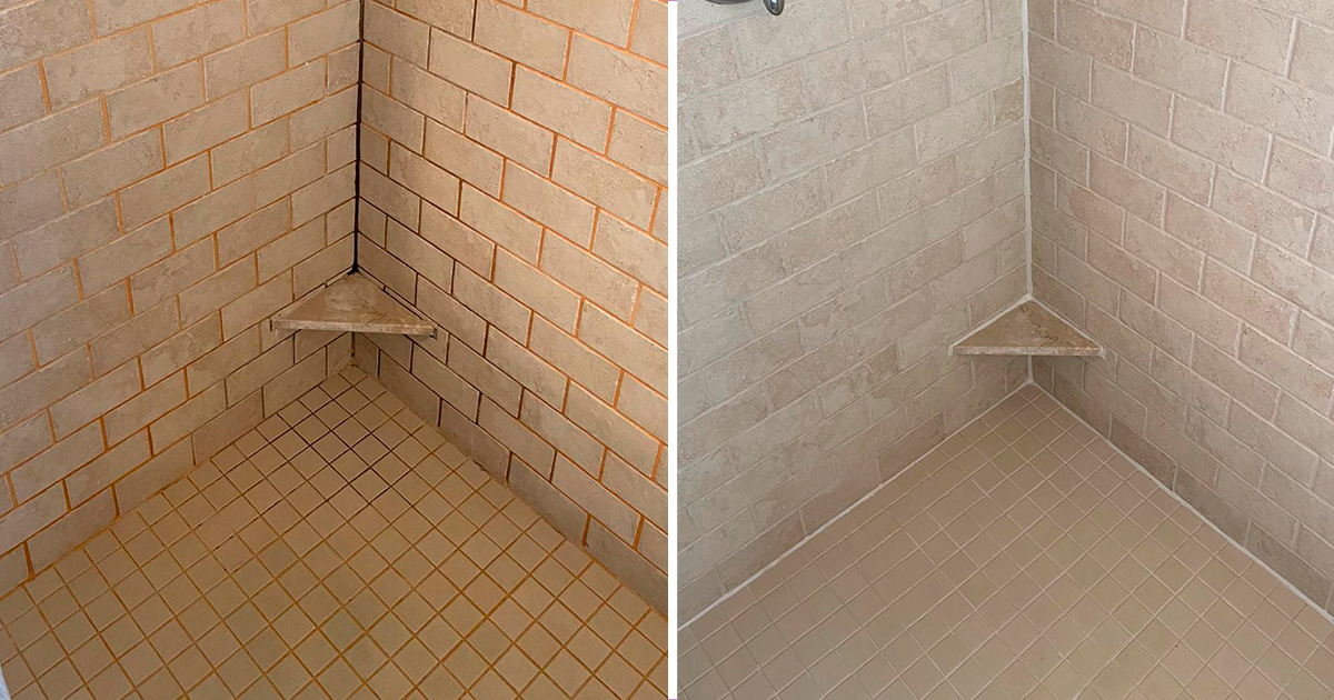 This Awful-looking Shower in Bedford Was Restored by Our Grout Cleaning ...