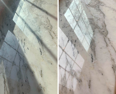 Marble Countertop Before and After a Stone Polising in Pleasantville