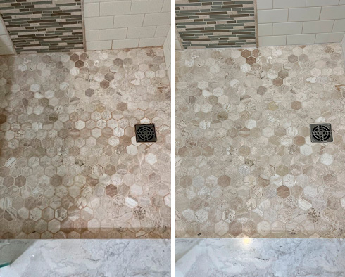 Tile Shower Before and After Our Caulking Services in Pleasantville