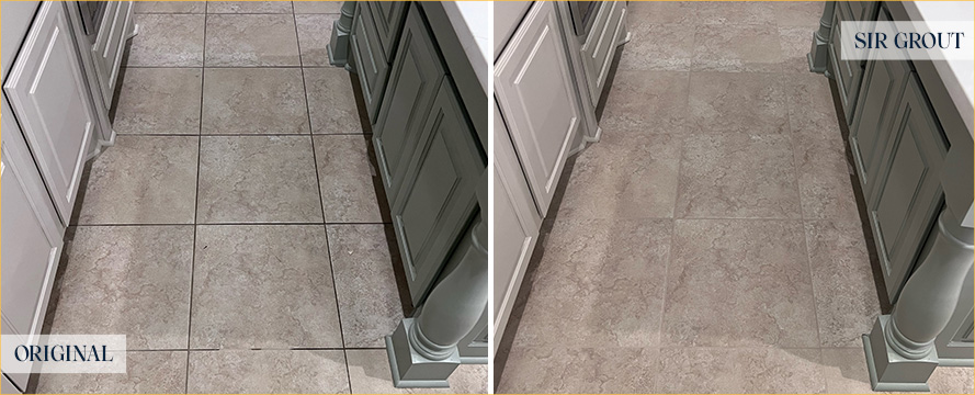 Floor Before and After a Flawless Tile Sealing in Armonk, NY