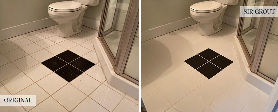 Bathroom Floor Before and After Scarsdale Grout Sealing Service