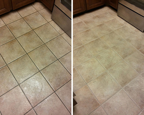 Floor Before and After a Grout Cleaning in Yonkers, NY