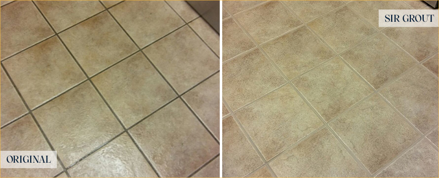 Floor Before and After a Superb Grout Cleaning in Yonkers, NY