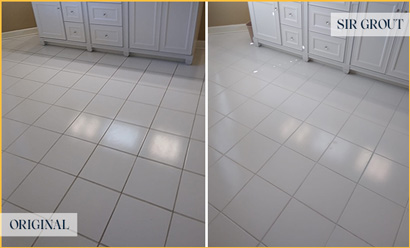 Floor Before and After an Excellent Grout Sealing in Pelham, NY