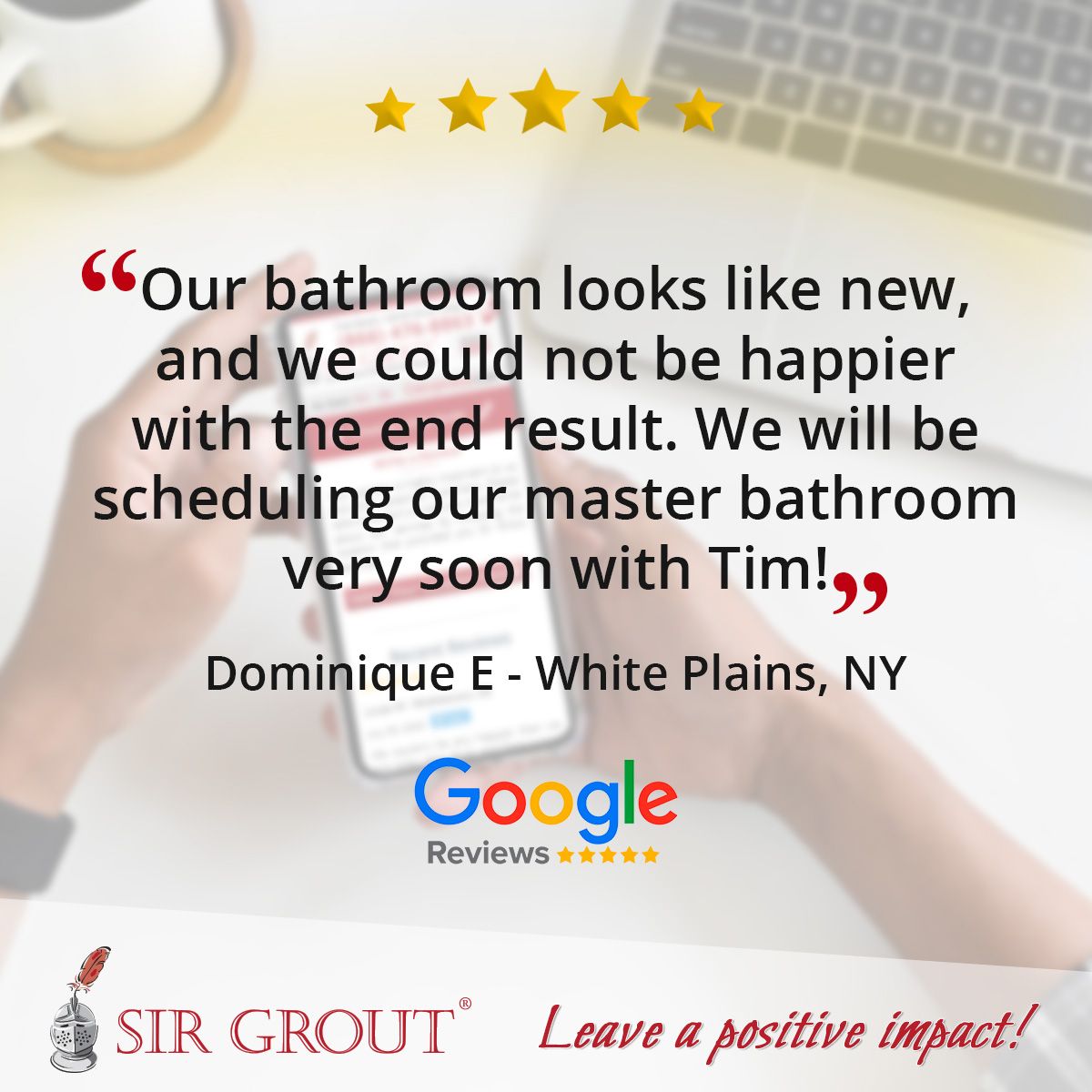 Our bathroom looks like new, and we could not be happier with the end result. We will be scheduling our master bathroom very soon with Tim!