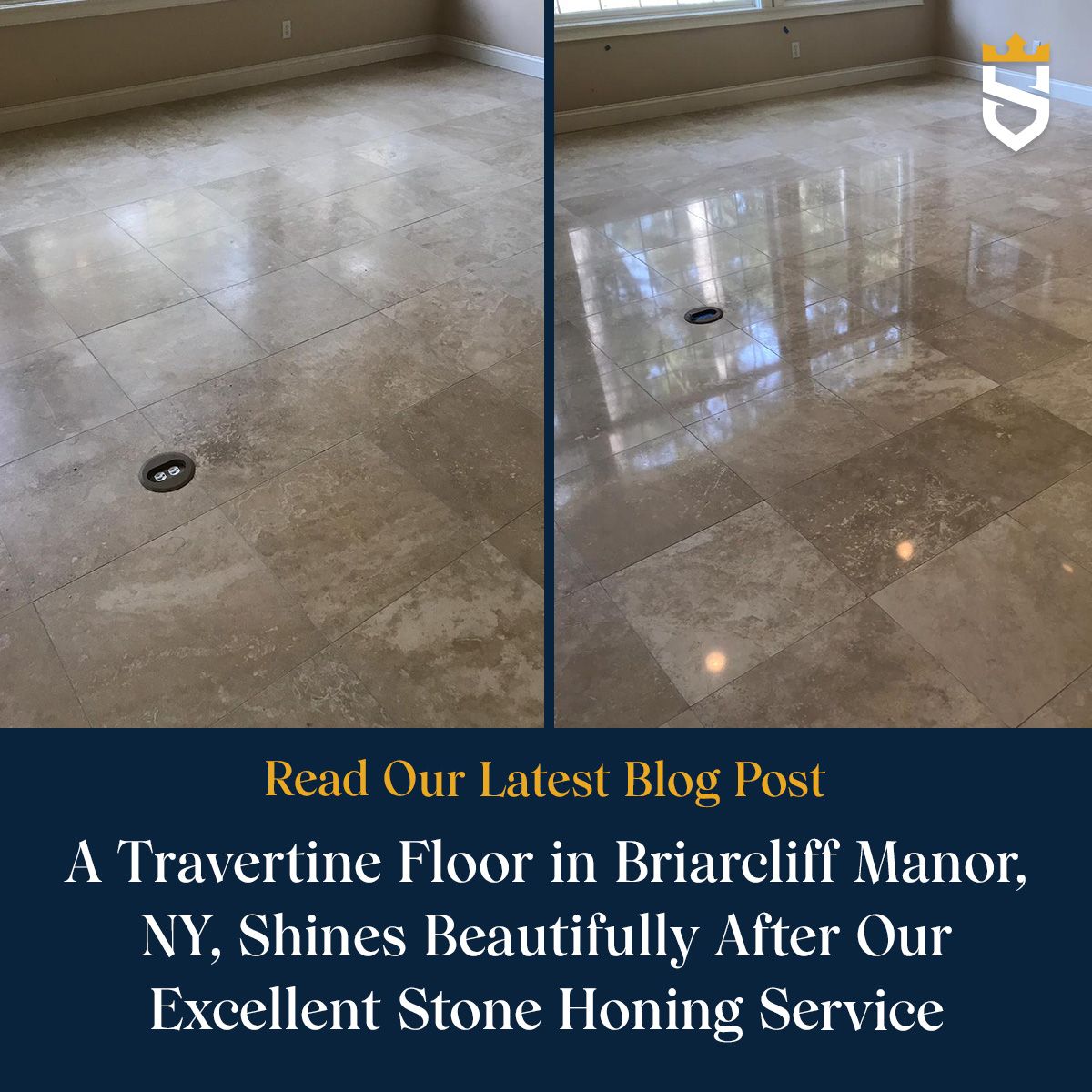 A Travertine Floor in Briarcliff Manor, NY, Shines Beautifully After Our Excellent Stone Honing Service